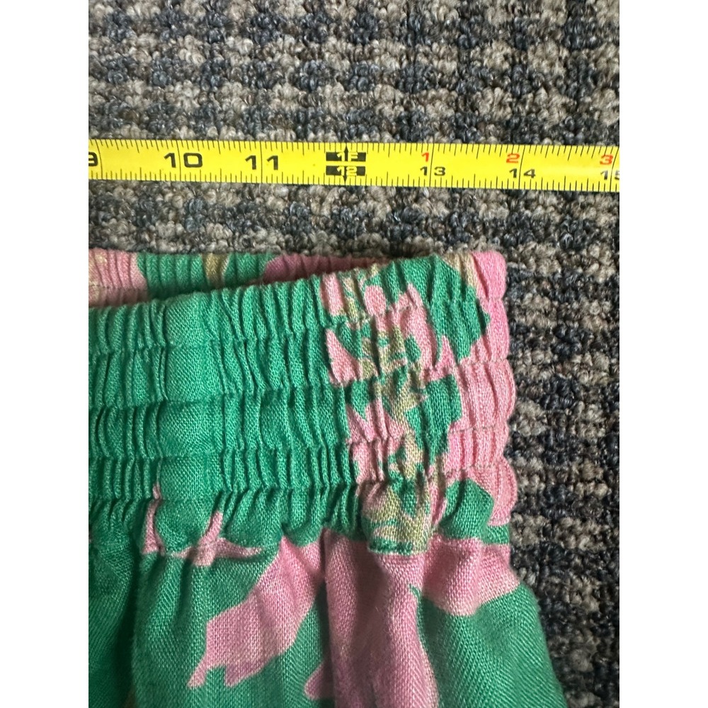 Farm Rio Green Wild Peonies Linen Pants Floral Pineapple Tassel Size L and top - Picture 7 of 16